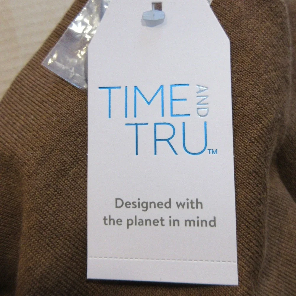 TIME &‎ TRU Classic Cardigan Sweater Plus Sz 22 Warm Coffee Brn Button Front NWT